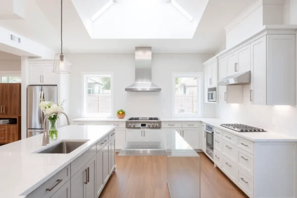 Expert Remodeling Services Tailored to Transform Your Home with Precision High-quality remodeling project in progress, featuring a renovated kitchen with modern cabinets and elegant fixtures, highlighting craftsmanship.