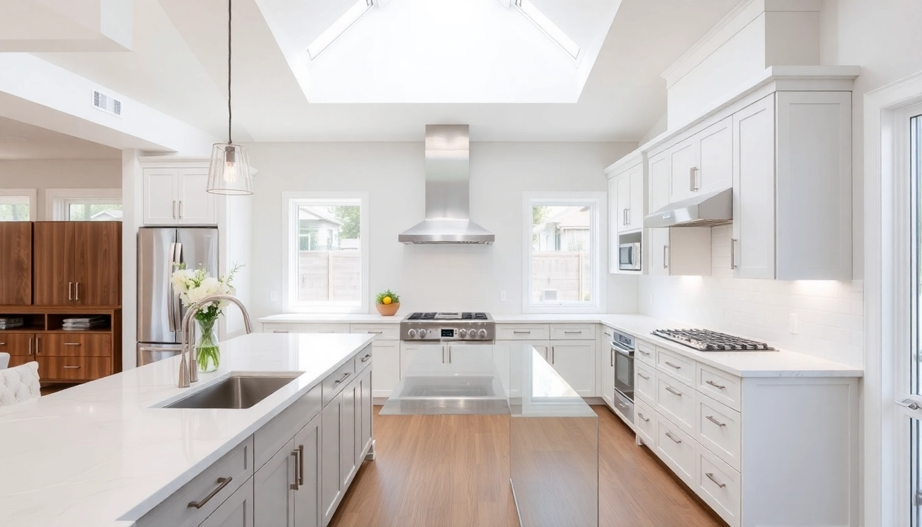 High-quality remodeling project in progress, featuring a renovated kitchen with modern cabinets and elegant fixtures, highlighting craftsmanship.