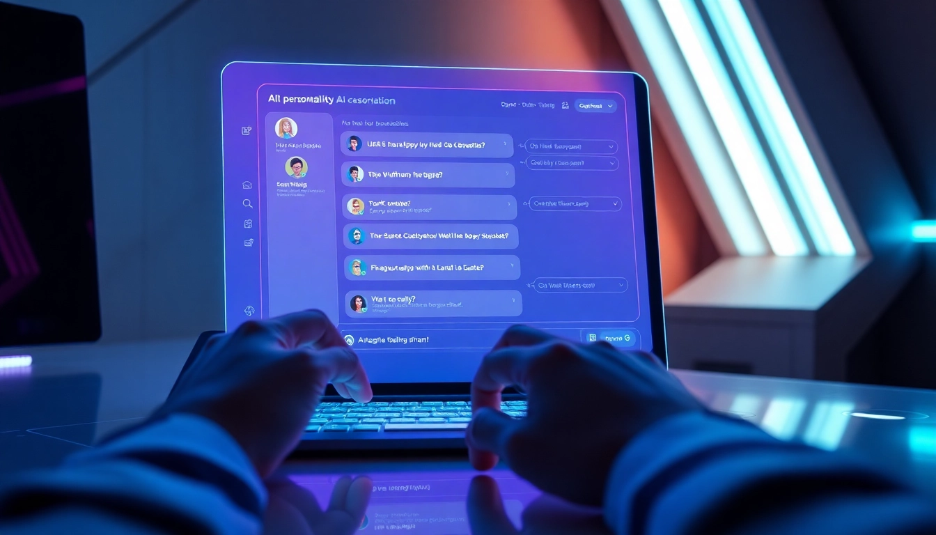 Futuristic digital interface with AI chat window and holographic displays, showcasing advanced technology and customization features.