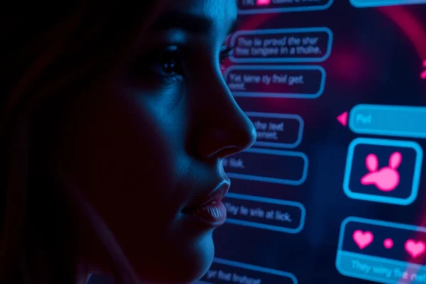 Engaging nsfw ai chat conversation on a sleek screen showcasing realistic AI partner in an intimate digital setting, emphasizing privacy and unfiltered dialogue.